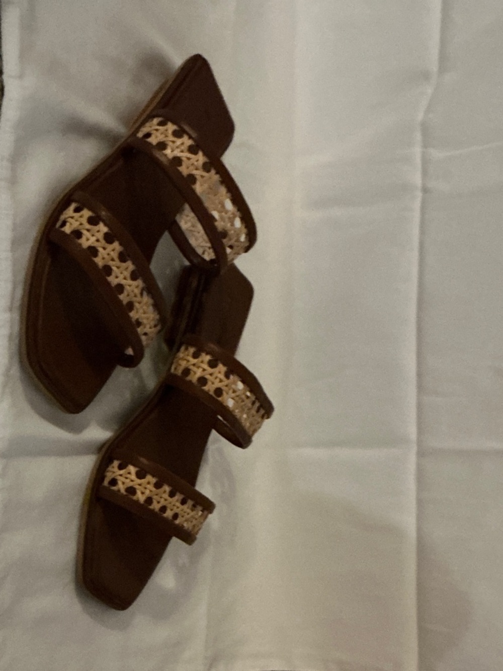Brown Women's Triple-Strap Woven Detail Sandals